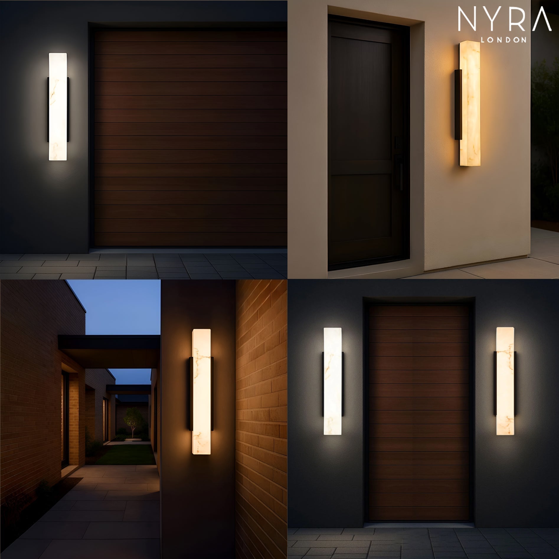 Asteros Outdoor Marble Wall Light with Brushed Stainless Steel Finish IP65