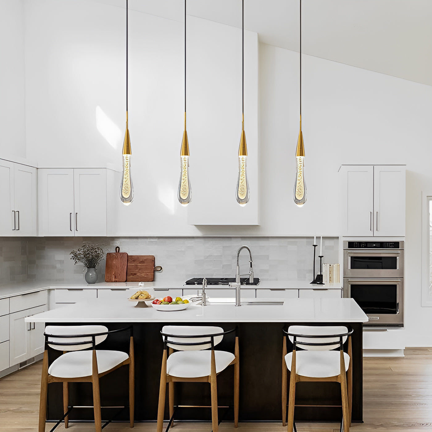 Auric Golden Droplet Pendant Lights with Crystal Finish