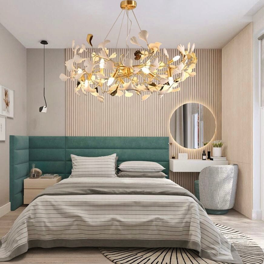 Aurelle Ceramic Petal Chandelier With Frosted Glass Petals And Dimmable LED Bulbs