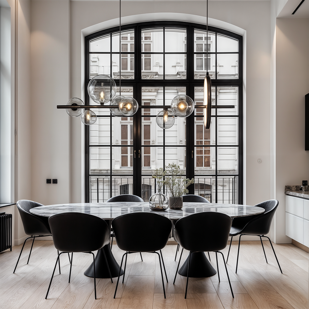 Aurelia Glas-Kronleuchter von LumeCraft mit Aluminiumrahmen und mundgeblasenem Glas