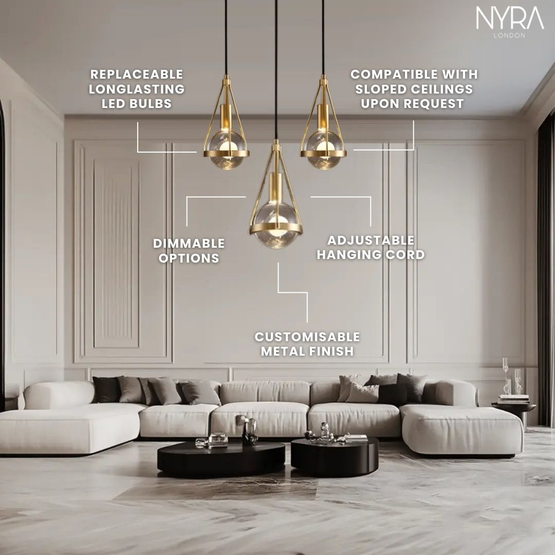 Ardena Nordic Gold Pendant Lights with Dandelion Glow