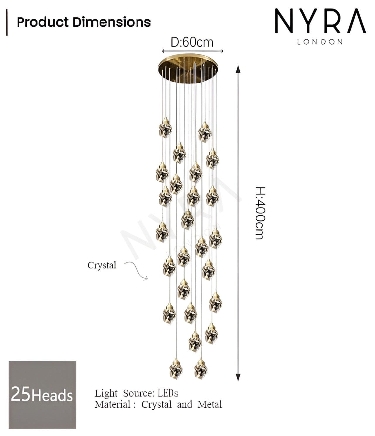 Lyra Crystal Chandelier With Diamond Inspired Elegance