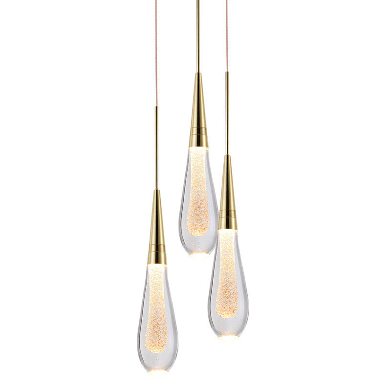 Auric Golden Droplet Pendant Lights with Crystal Finish