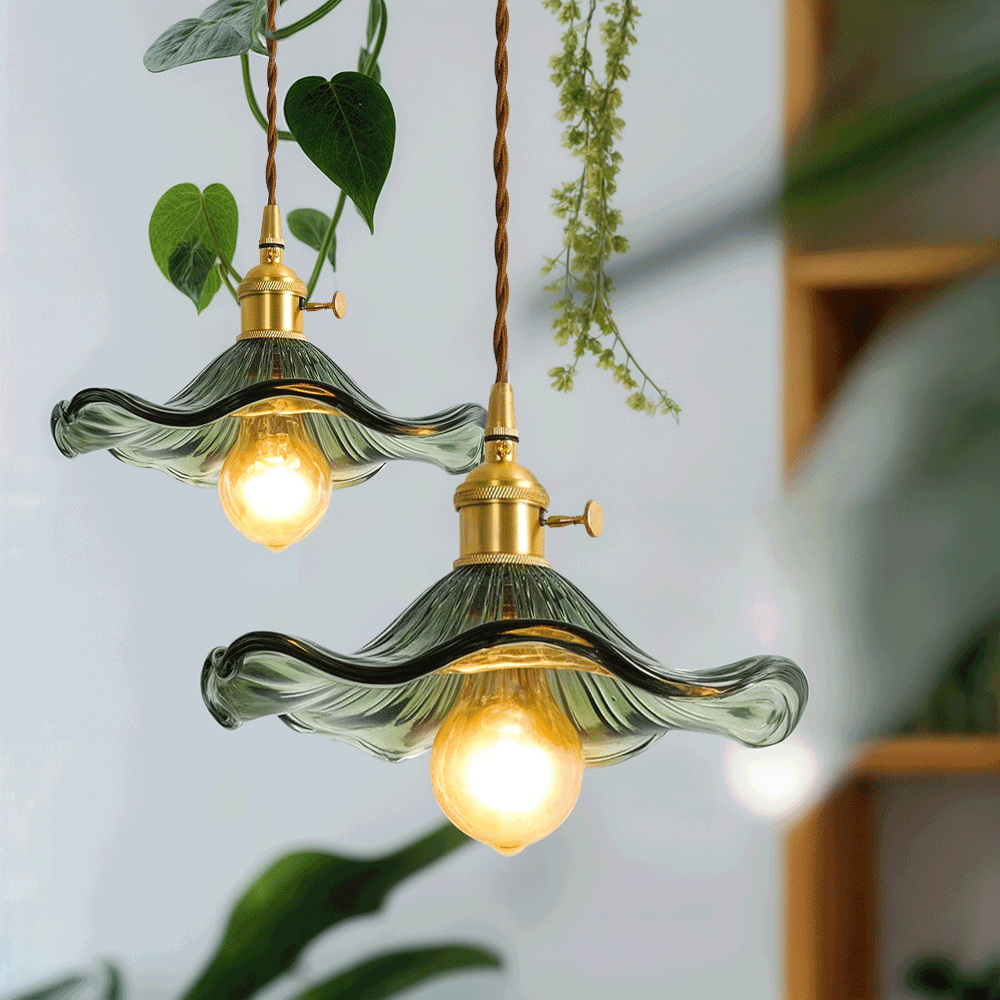 Lyra Glass Pendant Lights With Nordic Floral Motifs