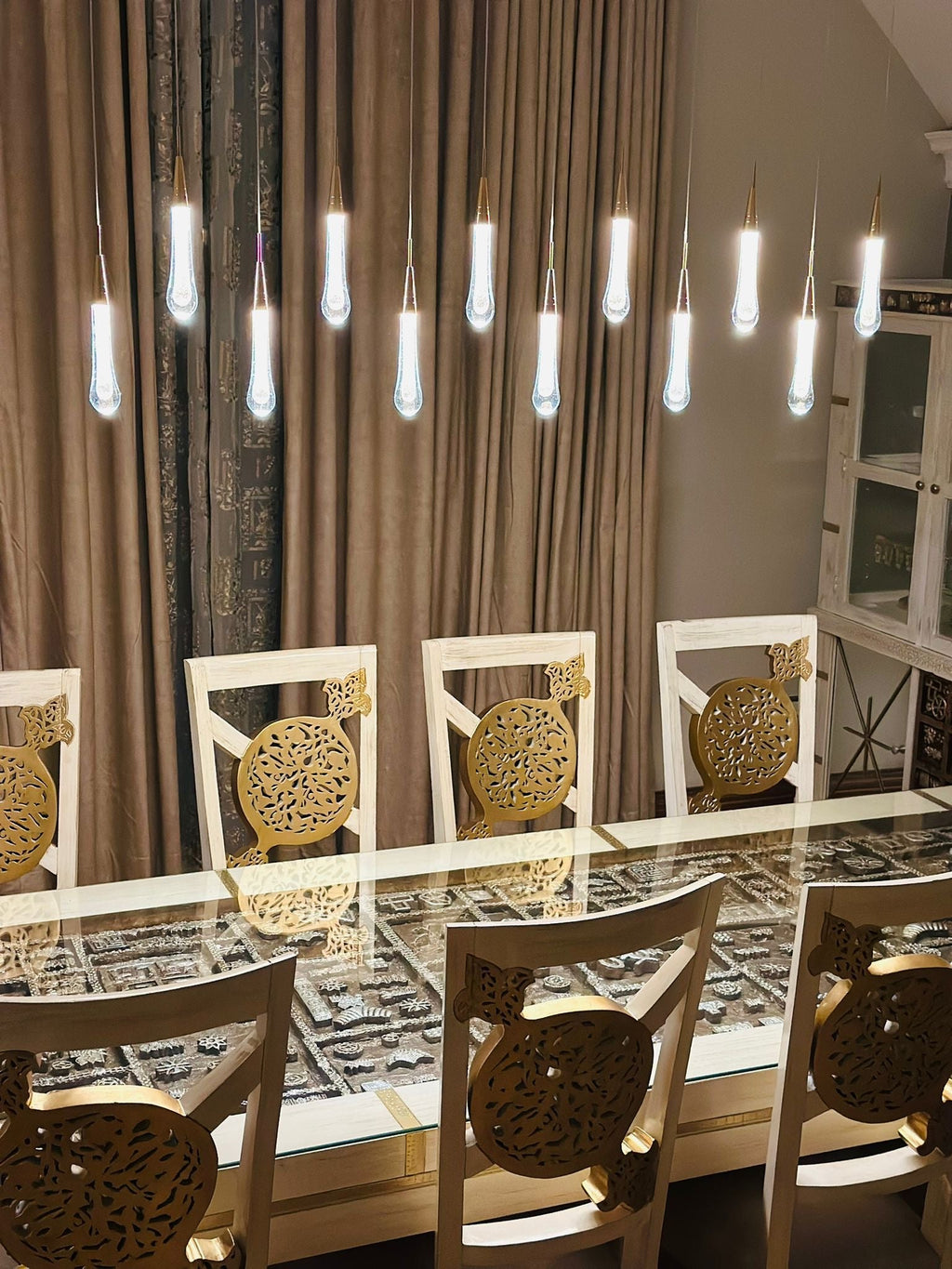 Auric Golden Droplet Pendant Lights with Crystal Finish