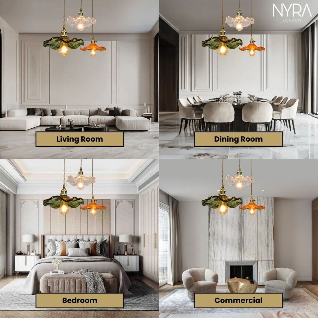 Lyra Glass Pendant Lights With Nordic Floral Motifs