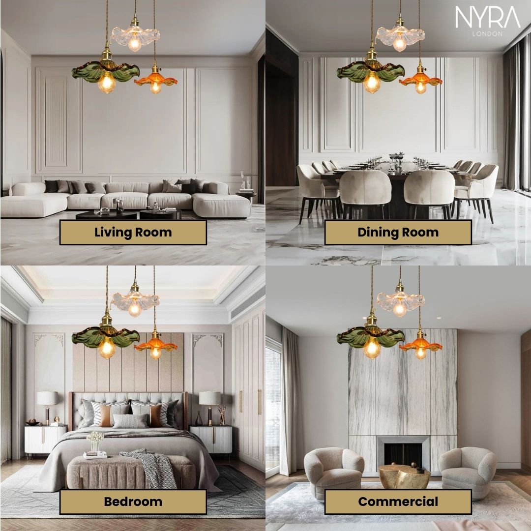 Lyra Glass Pendant Lights With Nordic Floral Motifs