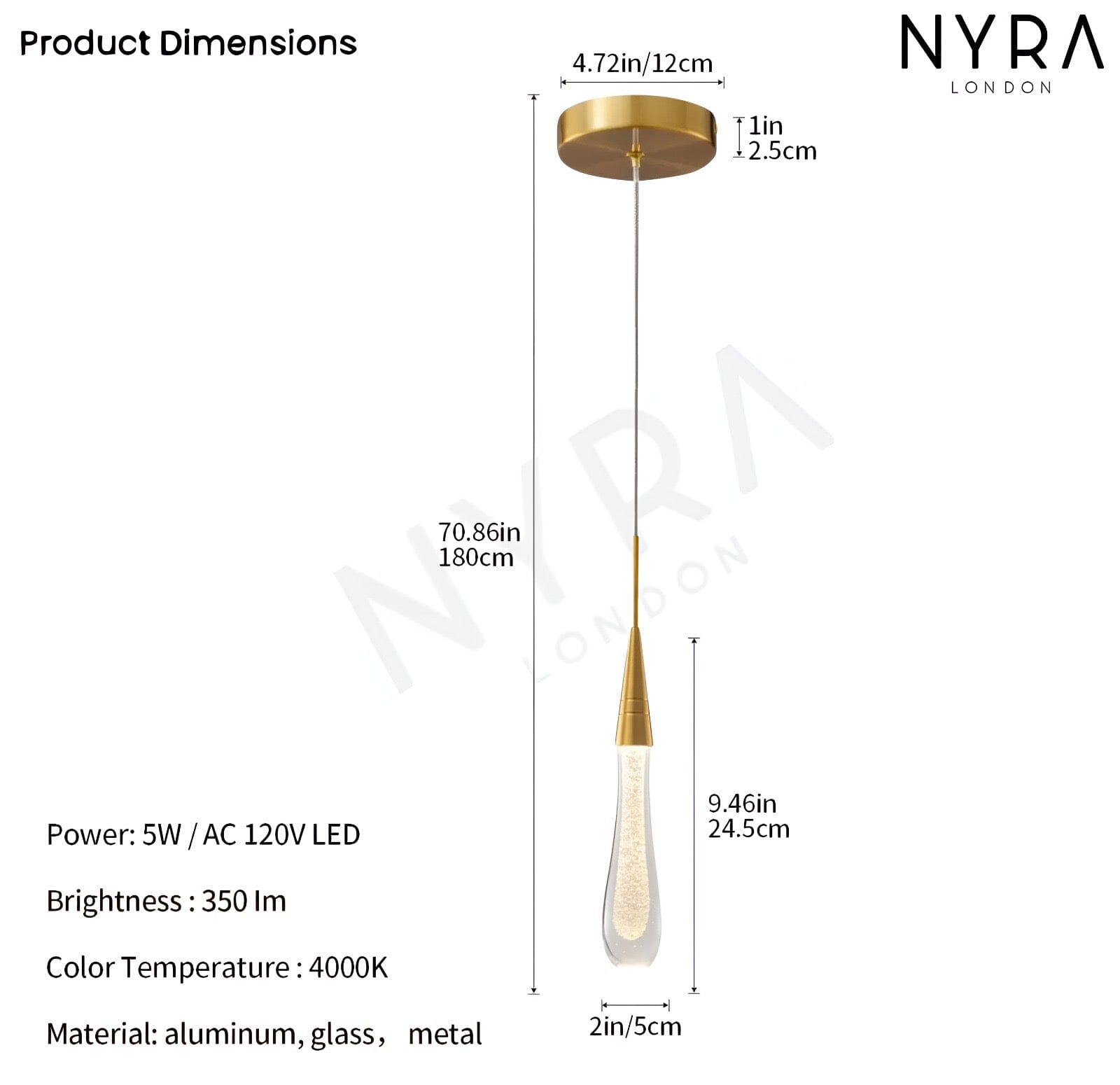 Auric Golden Droplet Pendant Lights with Crystal Finish