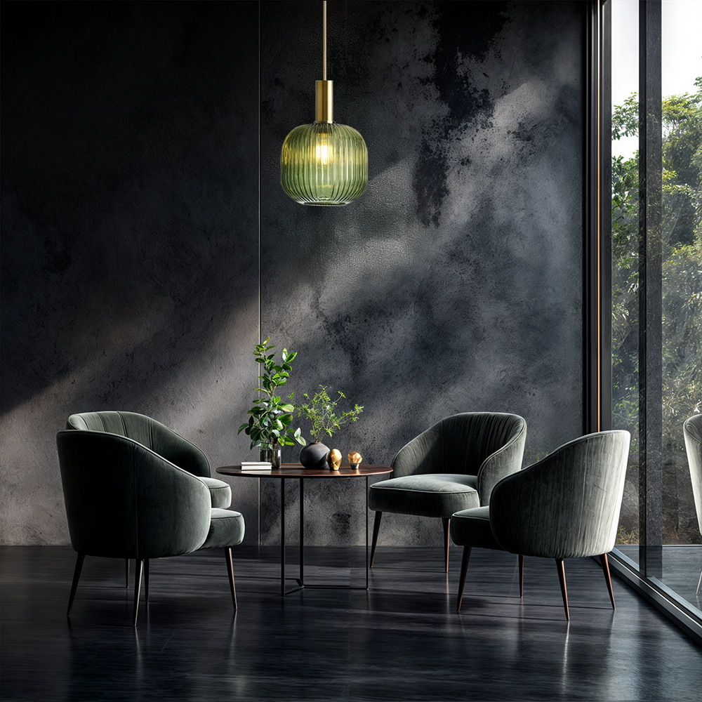 Lyra Fluted Glass Pendant Lights for Nordic Kitchen and Bedroom Ambience