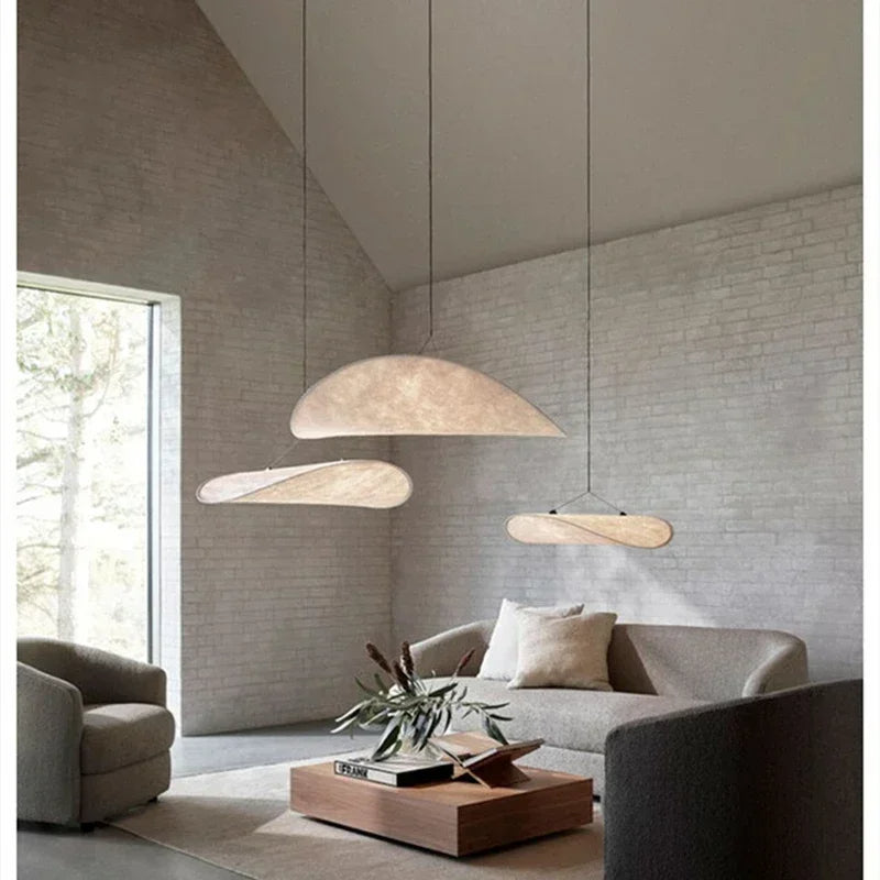 Kirrea Japandi LED Pendant Light In Synthetic Silk And Metal Dimmable