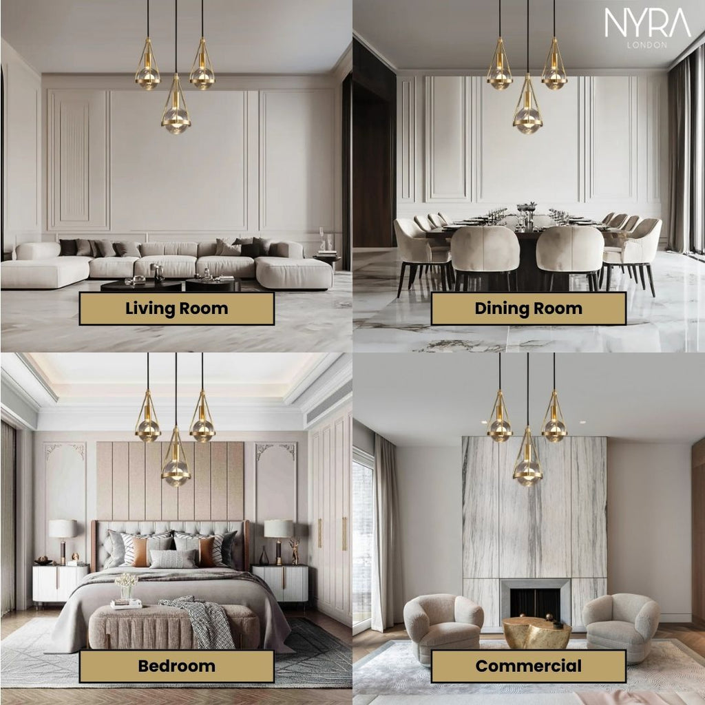 Ardena Nordic Gold Pendant Lights with Dandelion Glow