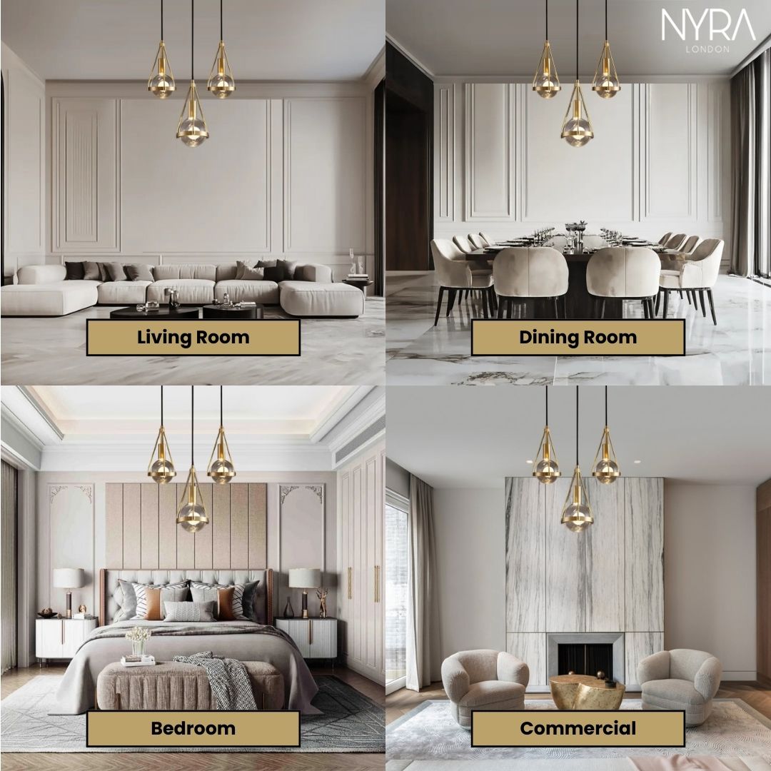 Ardena Nordic Gold Pendant Lights with Dandelion Glow