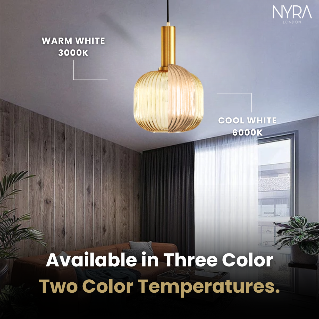 Lyra Fluted Glass Pendant Lights for Nordic Kitchen and Bedroom Ambience