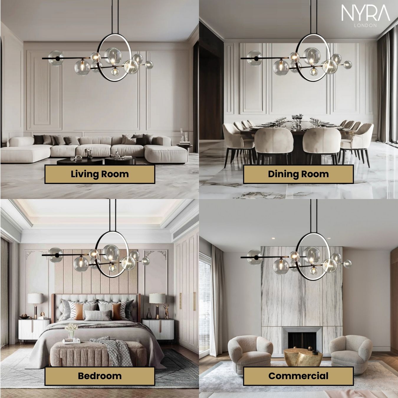 Aurelia Glass Chandelier By LumeCraft With Aluminum Frame And Hand Blown Glass