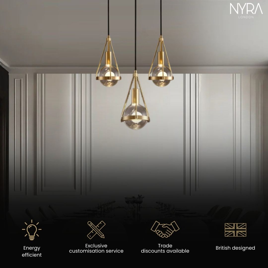 Ardena Nordic Gold Pendant Lights with Dandelion Glow