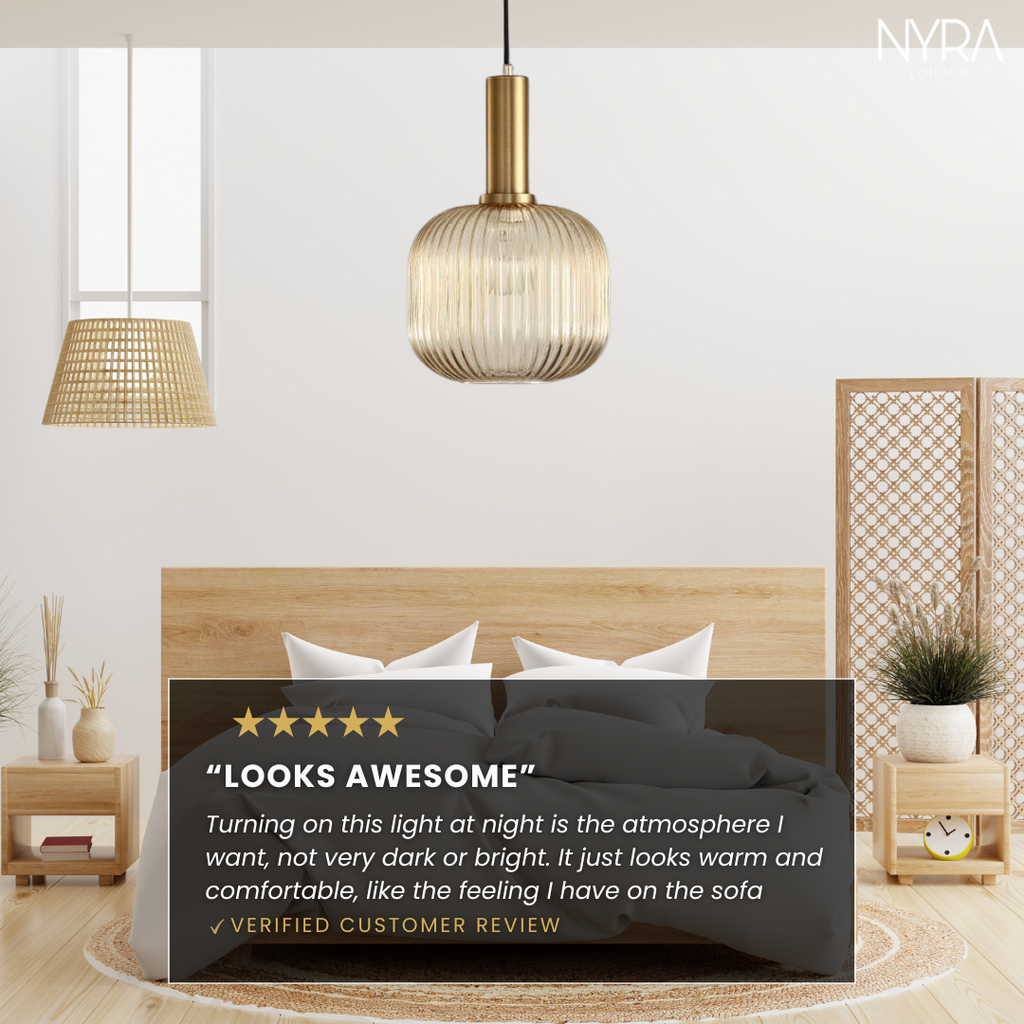 Lyra Fluted Glass Pendant Lights for Nordic Kitchen and Bedroom Ambience