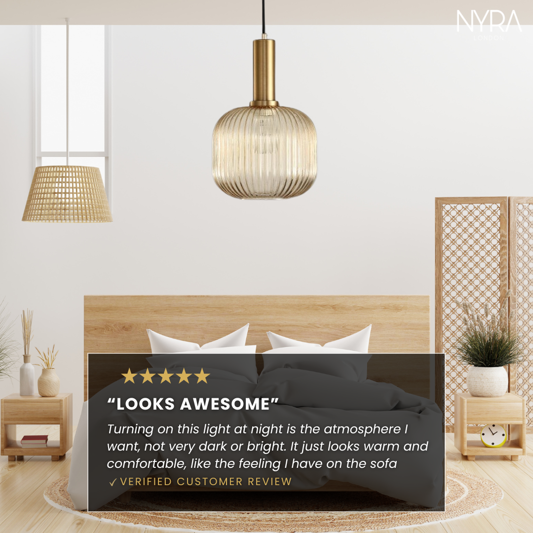 Lyra Fluted Glass Pendant Lights for Nordic Kitchen and Bedroom Ambience