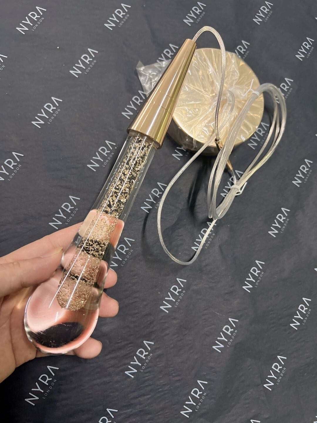 Auric Golden Droplet Pendant Lights with Crystal Finish