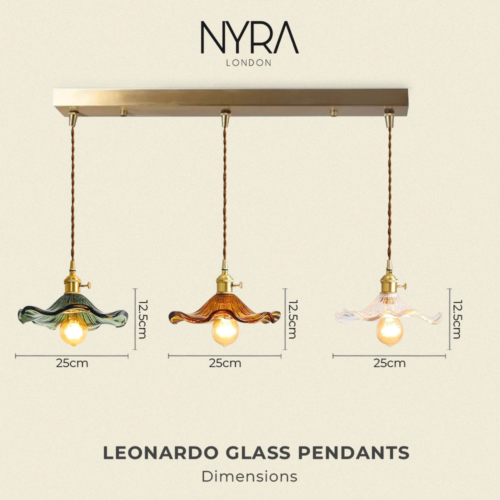 Lyra Glass Pendant Lights With Nordic Floral Motifs