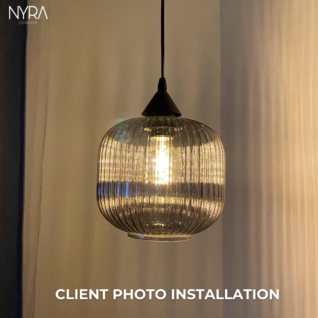 Lyra Fluted Glass Pendant Lights for Nordic Kitchen and Bedroom Ambience