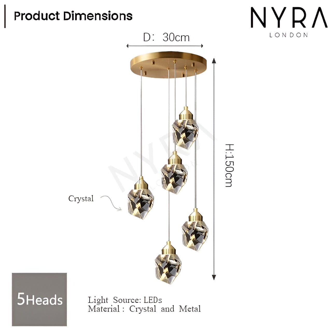 Lyra Crystal Chandelier With Diamond Inspired Elegance