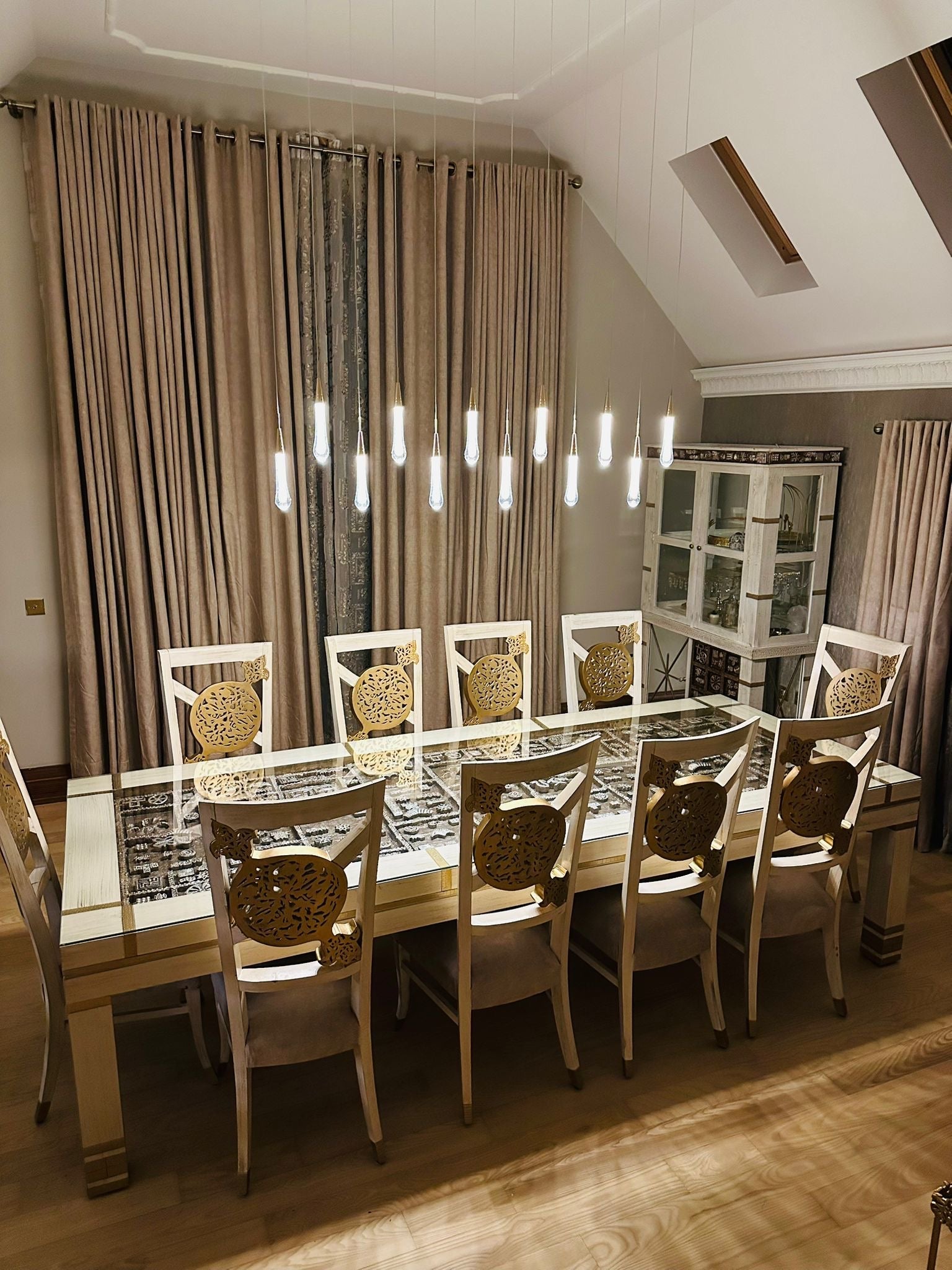 Auric Golden Droplet Pendant Lights with Crystal Finish