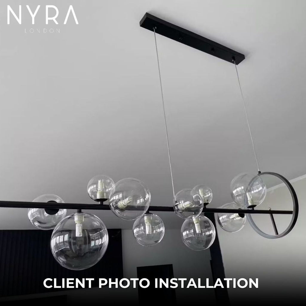 Aurelia Glas-Kronleuchter von LumeCraft mit Aluminiumrahmen und mundgeblasenem Glas