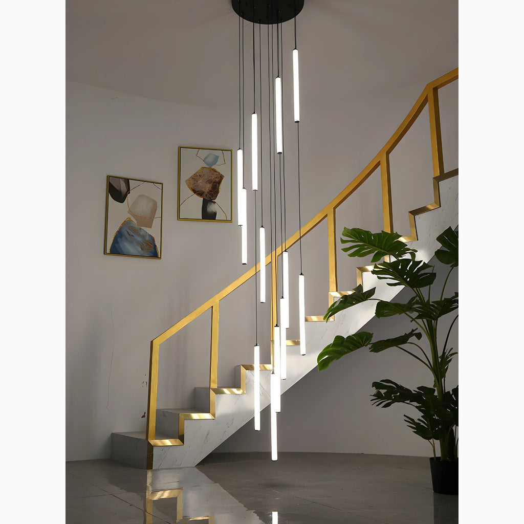 NovaSpire Art Deco Spiral LED Pendant for Stairways and Foyers