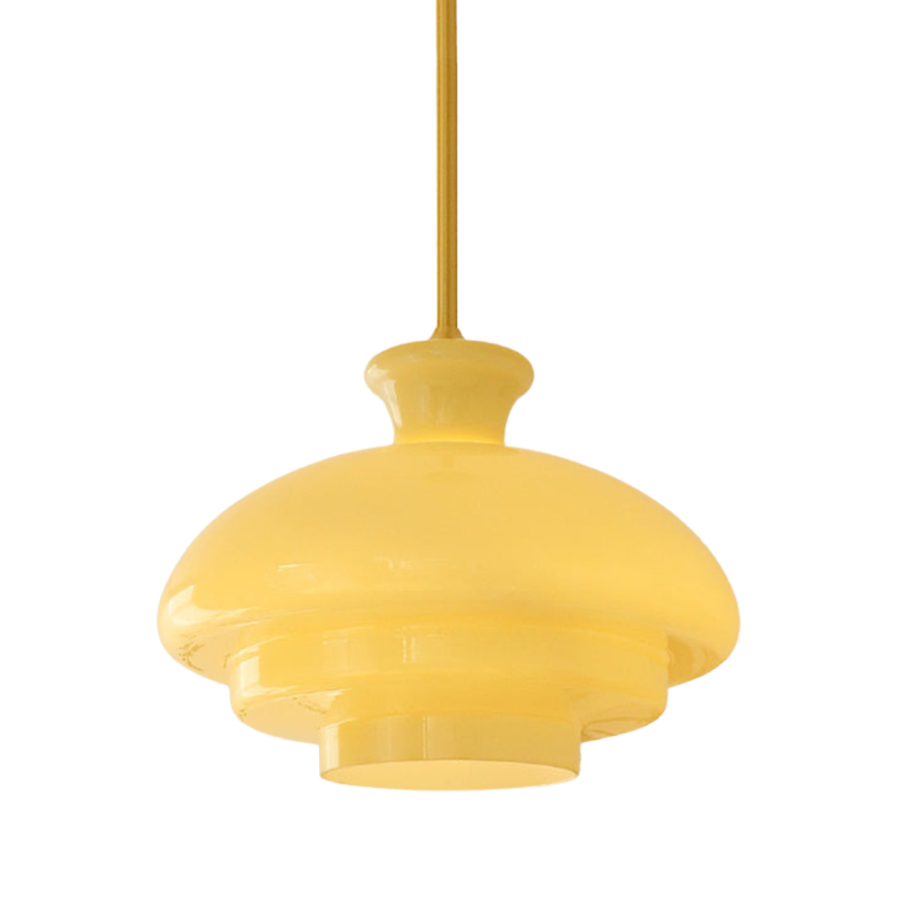 Lyra Crest Cream Yellow Glass Pendant Light Vintage Modern Glow