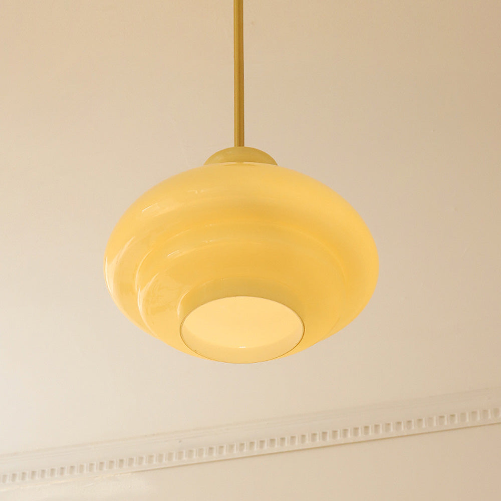 Lyra Crest Cream Yellow Glass Pendant Light Vintage Modern Glow