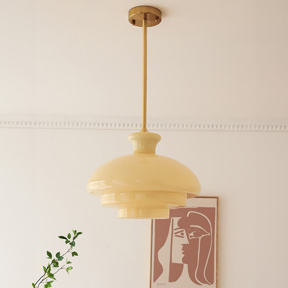 Lyra Crest Cream Yellow Glass Pendant Light Vintage Modern Glow