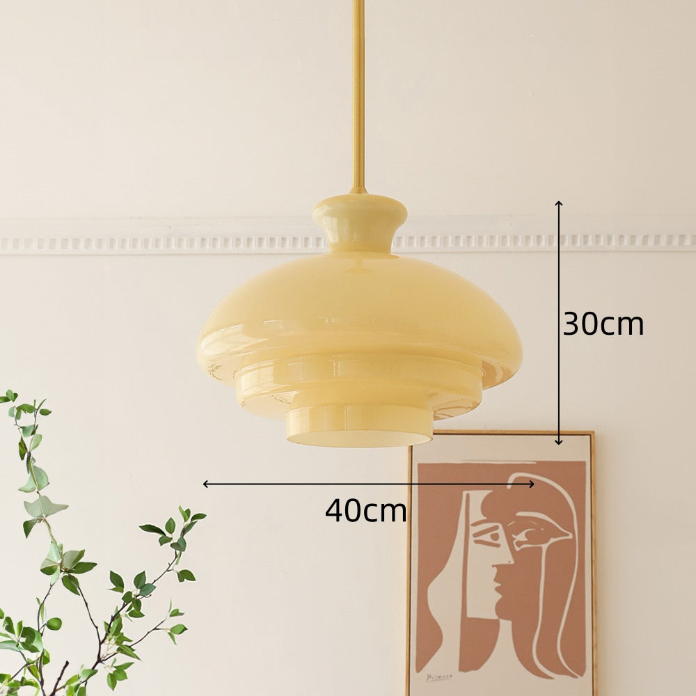 Lyra Crest Cream Yellow Glass Pendant Light Vintage Modern Glow