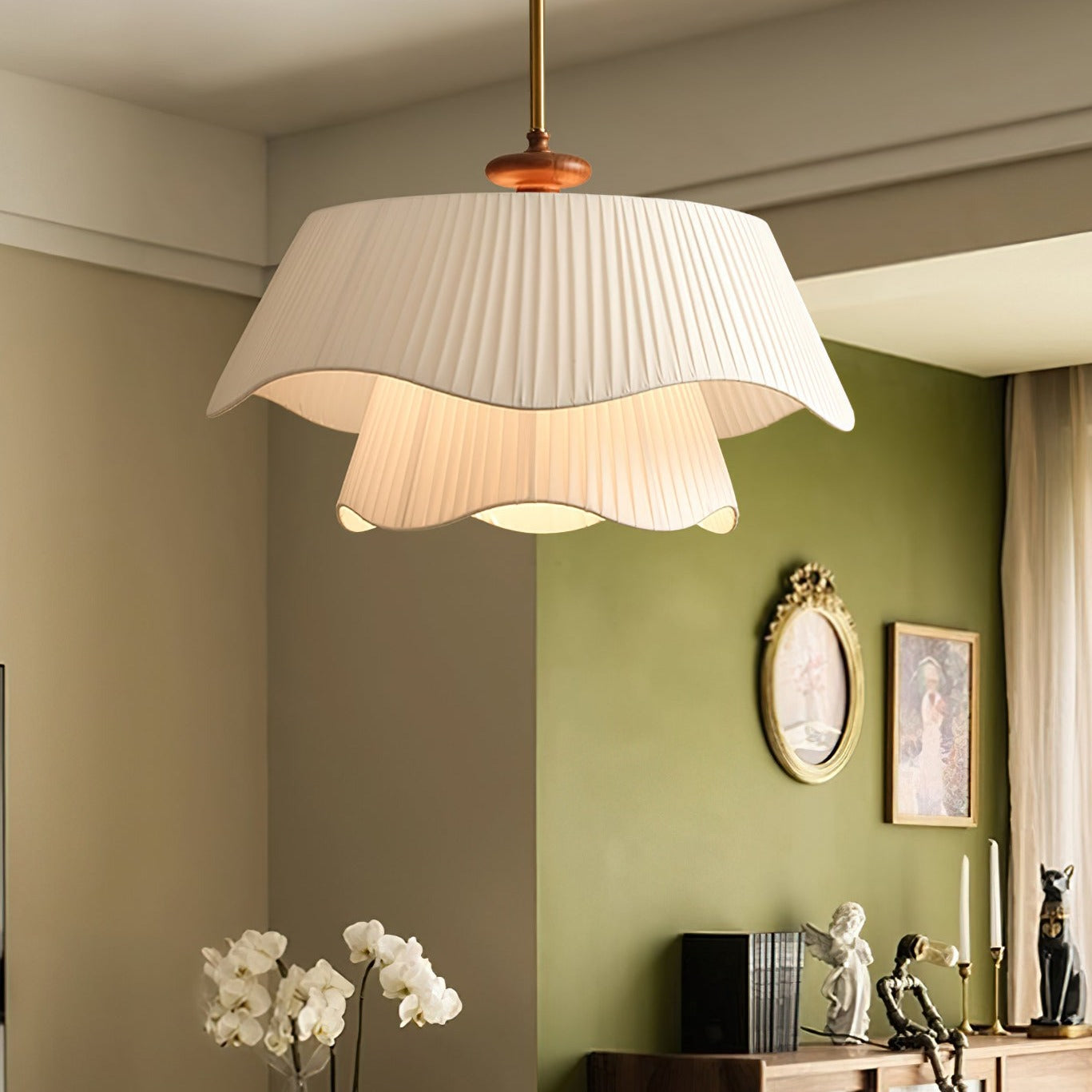 Lyra Metal Glass Wood Pendant Light With Modern Design
