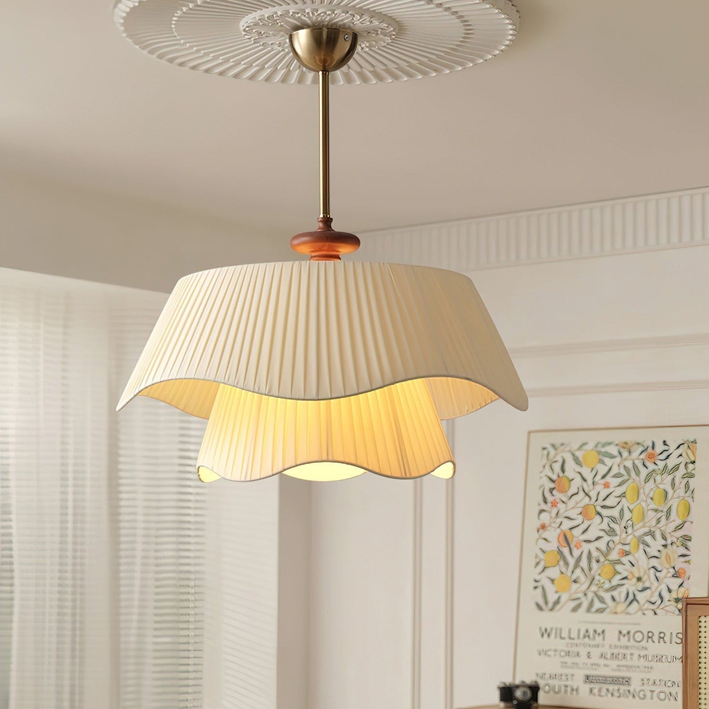 Lyra Metal Glass Wood Pendant Light With Modern Design