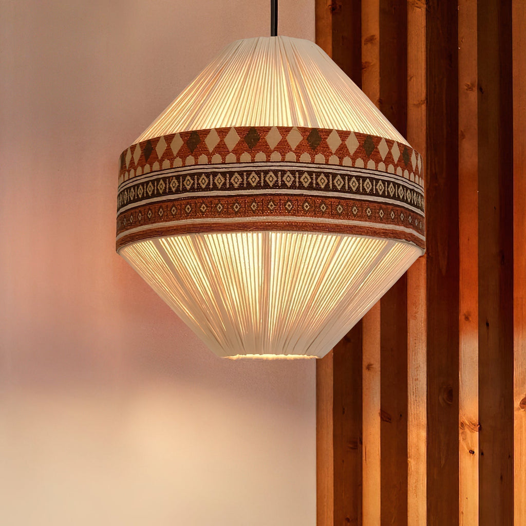 Kiressa Fringe Boho Pendant Light With Tribal Patterns