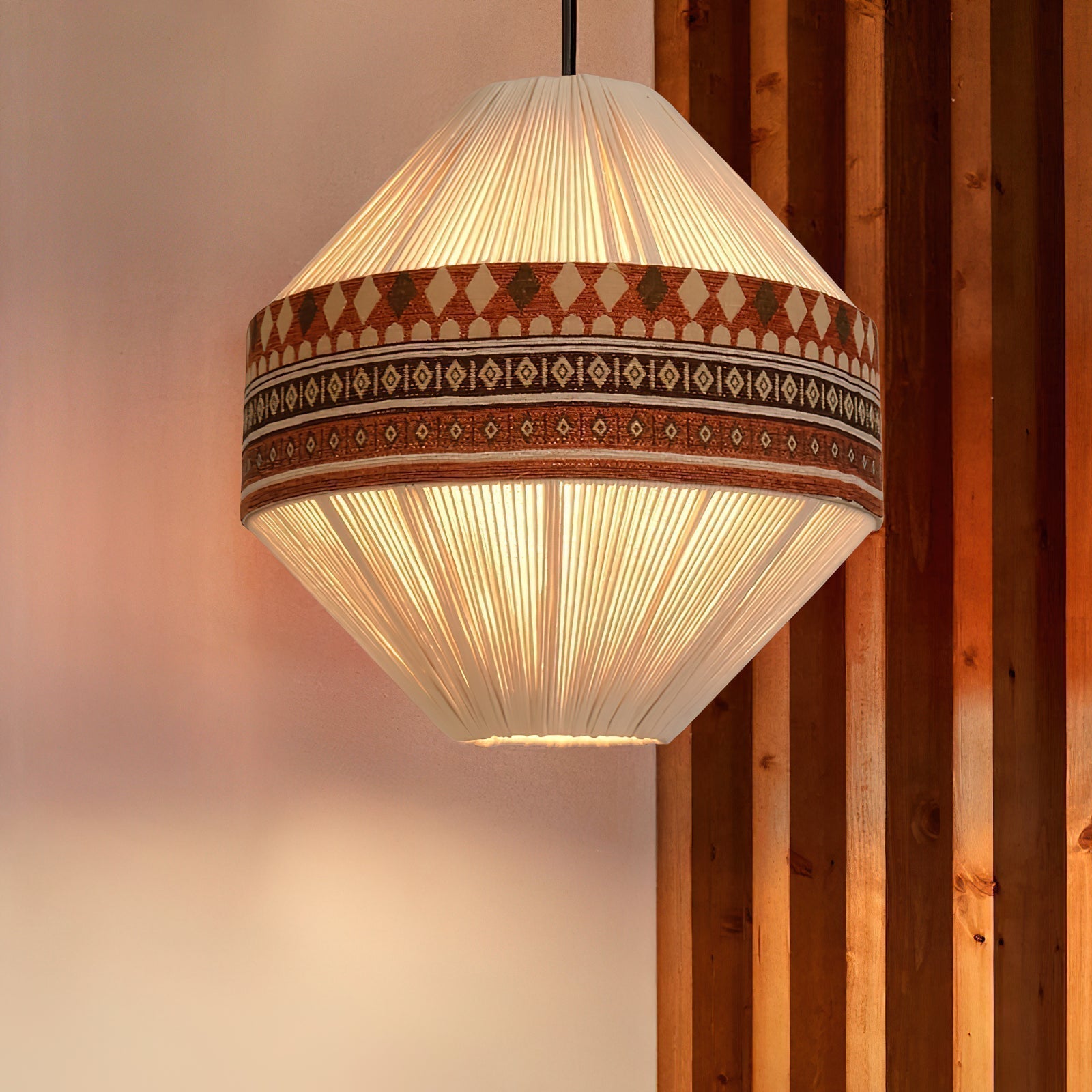 Kiressa Fringe Boho Pendant Light With Tribal Patterns