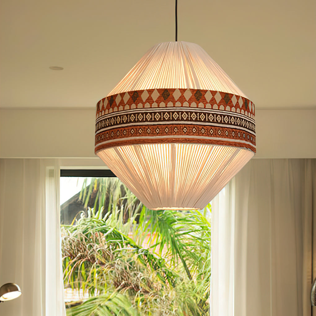 Kiressa Fringe Boho Pendant Light With Tribal Patterns