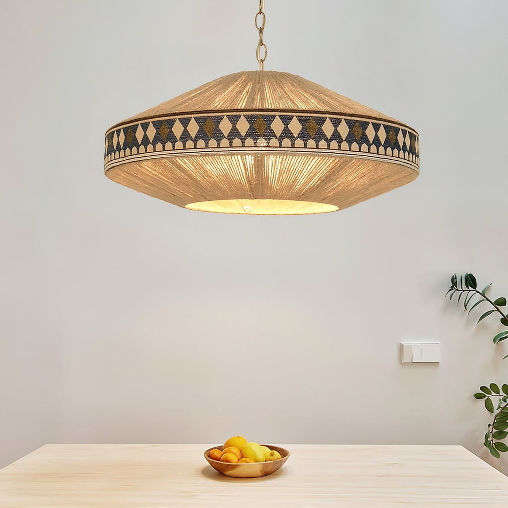 Kiressa Fringe Boho Pendant Light With Tribal Patterns