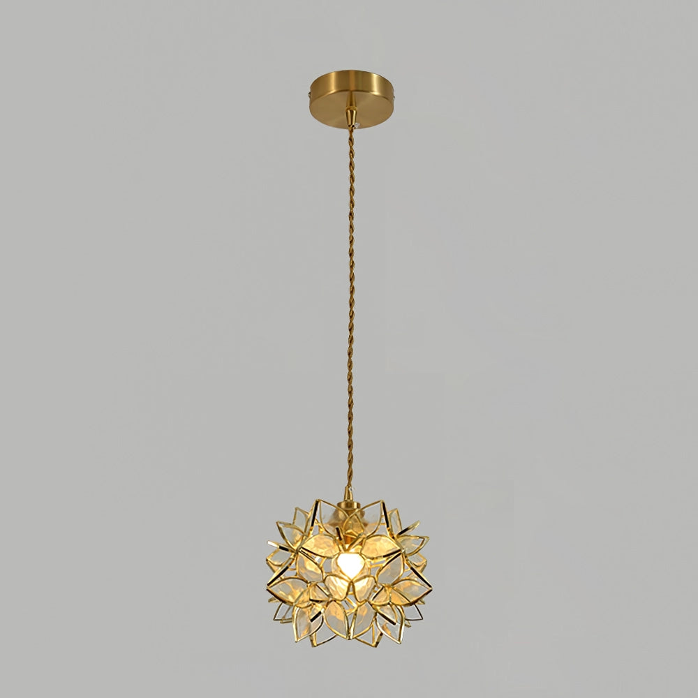 Living Room Capiz Shell Glass and Metal Pendant Light