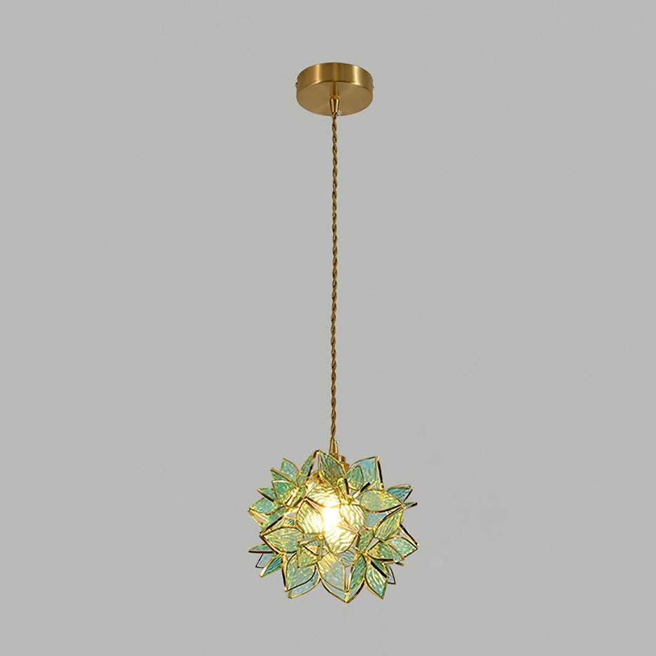 Living Room Capiz Shell Glass and Metal Pendant Light
