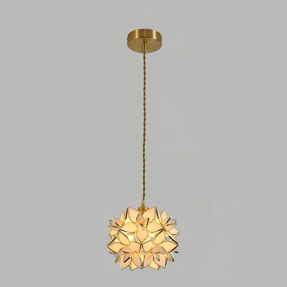 Living Room Capiz Shell Glass and Metal Pendant Light