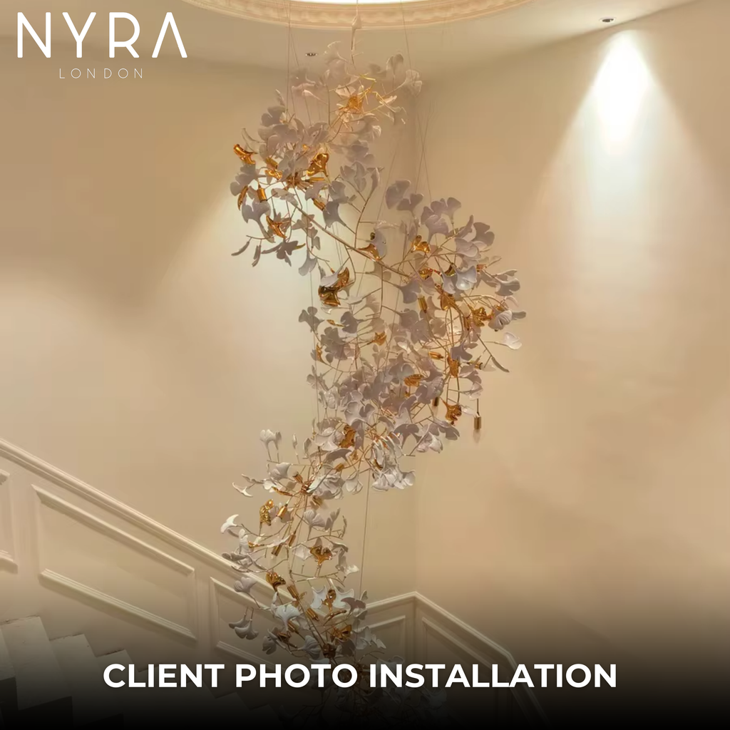 Aurelle Keramische Blütenleuchte mit Mattglasblüten und dimmbaren LED-Lampen