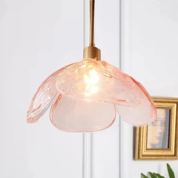 FloraLume Glass Flower Pendant Light for Nightstand