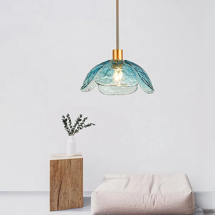 FloraLume Glass Flower Pendant Light for Nightstand