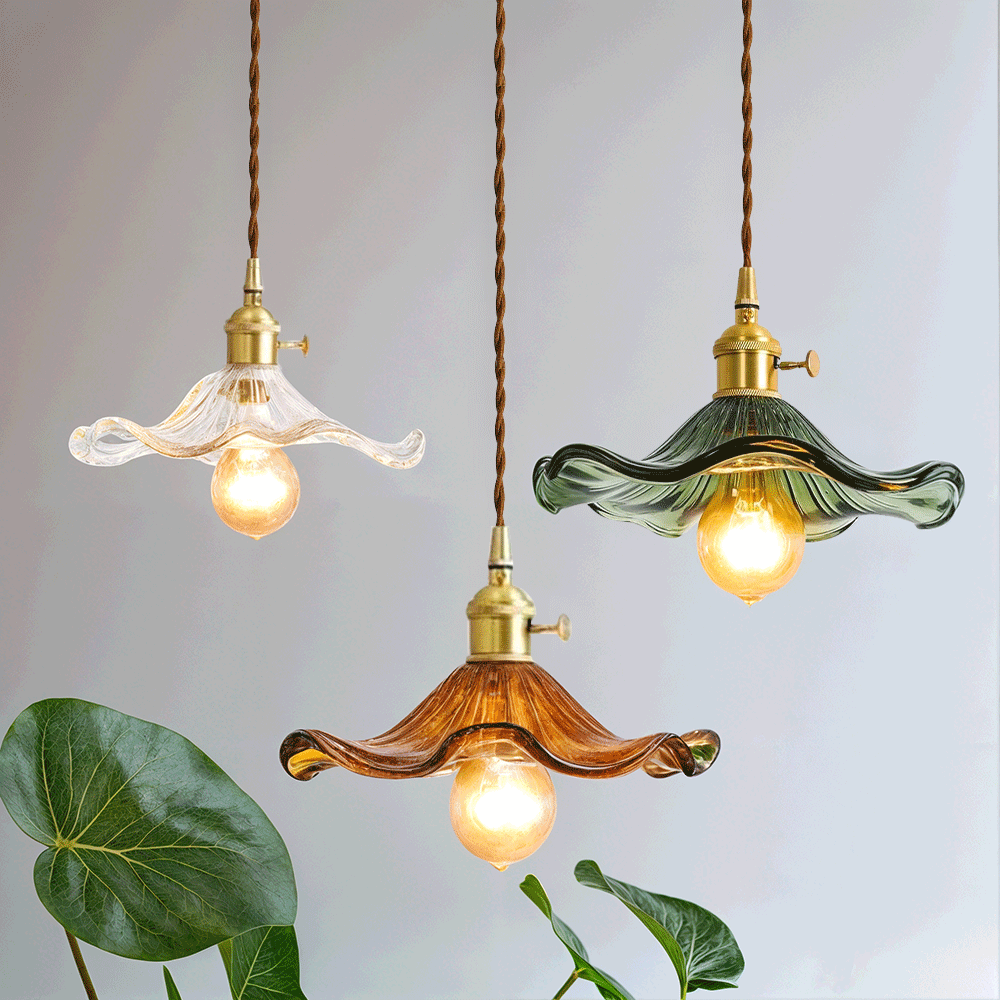 Lyra Glass Pendant Lights With Nordic Floral Motifs