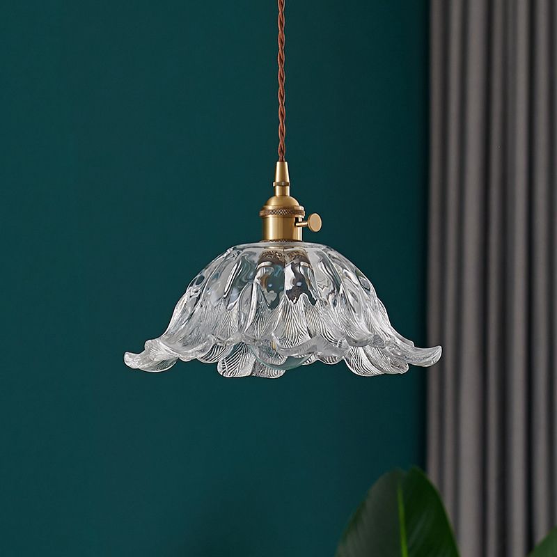 FloraPetal Glass Pendant Light In Gold Finish By Liora