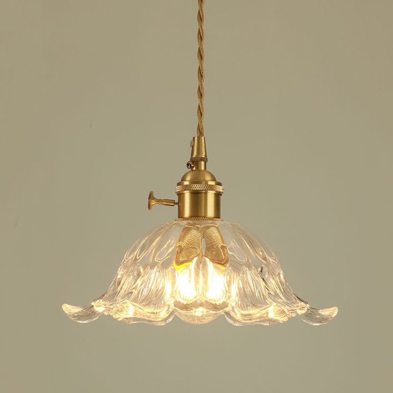 FloraPetal Glass Pendant Light In Gold Finish By Liora