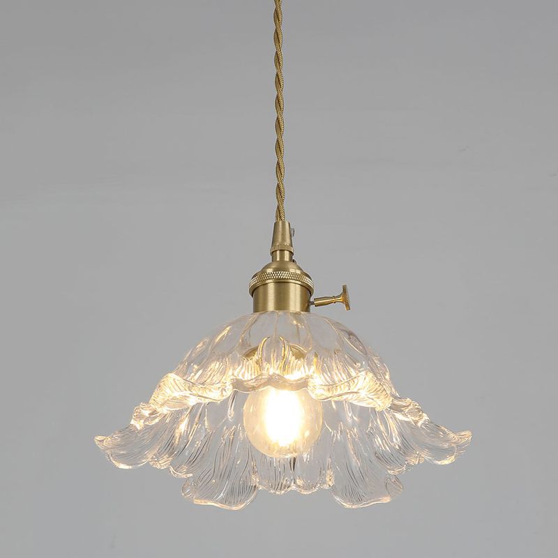 FloraPetal Glass Pendant Light In Gold Finish By Liora