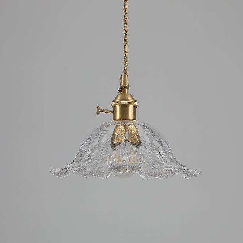 FloraPetal Glass Pendant Light In Gold Finish By Liora