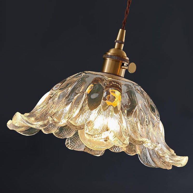 FloraPetal Glass Pendant Light In Gold Finish By Liora